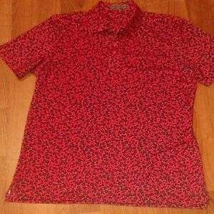 G/FORE Red and Black Patterned Polo Shirt